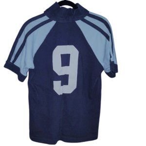 AE Athletic Polo Blue Striped 9 Button T Shirt S